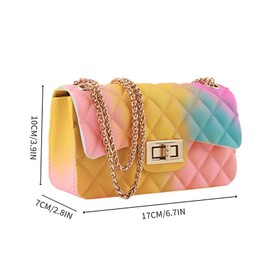 Nutteri Women Rainbow Handbags Jelly Purse Candy Color Quilted Crossbody Shoulder Bag (L, Color B)
