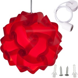 Lightingsky Ceiling Pendant DIY IQ Jigsaw Puzzle Lamp Shade Kit with 40 Inch Hanging Cord (Red, Large-40cm)
