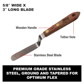 Albion Engineering 1258-3S Tapered Classic Offset Caulk Tooling Spatula, Stainless Steel, Hardwood Handle, 5/8" Wide Tapered Tip x 3" Long Blade