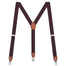 Buyless Fashion Leather Braces for Men - 48" Elastic Adjustable Straps 1" - Y Shape, brown