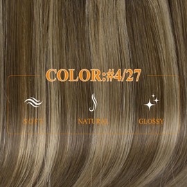 Easyouth 14inch Wire Human Hair Secret Fishing Line Hair Extensions Medium Brown Ombre Honey Blonde Mixed Medium Brown Wire Extensions 70g