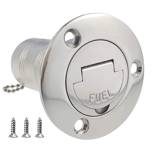 ISURE MARINE 2"(50mm) Boat Fuel Deck Fill/Filler with Keyless Cap 2" Marine Mirror- Polished 316 Stainless Steel Hardware for Boat Yacht Caravan