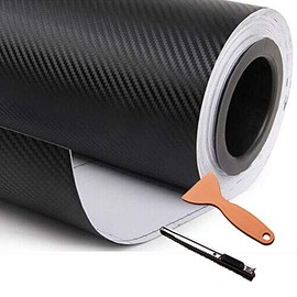 DIYAH 3D Black Carbon Fiber Film Twill Weave Vinyl 72" X 59" / 6 FT X 4.9 FT Sheet Roll Wrap DIY Decals with Hand Tools