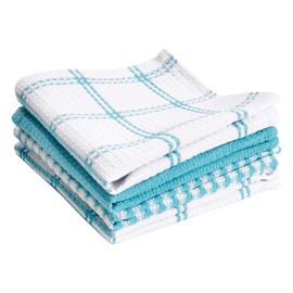 100% Cotton Flat Waffle Dish Cloths for Washing Dishes, 12"x13", 4-Pack, Breeze T-fal Textiles