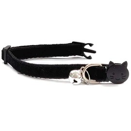 Velvet Cat Collars with Bell | Quick Safety Release Breakaway Buckle | Handmade in the UK | Available in Cat & Kitten Size | Black Velvet