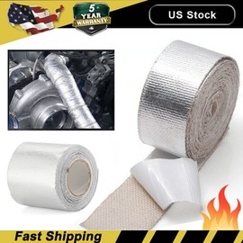Gearzaar 2"x16'Adhesive Exhaust Header Turbo Manfold Pipe Aluminum Heat Shield Wrap Tape!