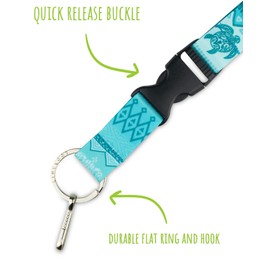 Limeloot Tattoo Tribal Sea Turtle Lanyard for Keys, ID Badges, and Accessories. Includes Quick Release Buckle, Breakaway, and Flat Ring.