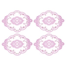 sourcing map 4Pack Retro Lace Placemat 12x17-in Oval Embroidered Table Place Mats French Crochet Doilies Coasters Cup Mat for Home Wedding, Purple