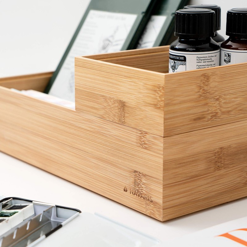 Navaris Bamboo Storage Box Set of 2 - 2 x