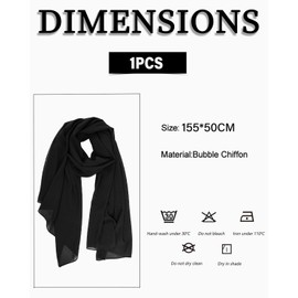 KGDUYC 1 x Women's Chiffon Scarf, Silky Soft and Feather-light, Elegant Scarf, Women's Scarf, Premium Polyester Scarf, Easy-Care Scarf (Black)