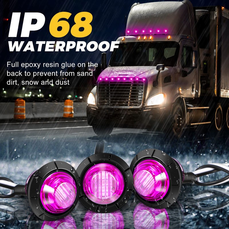 50 Pcs Trailer Side Marker 3/4 Round Led Light 12v