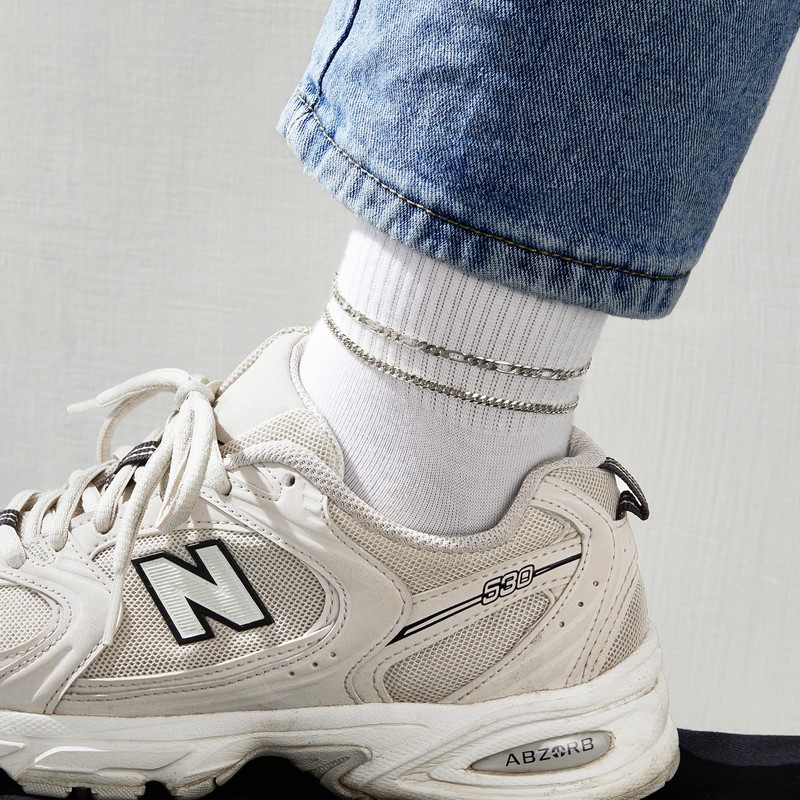 KissYan Gold Layered Ankle Bracelets for Women, Dainty 14k Gold