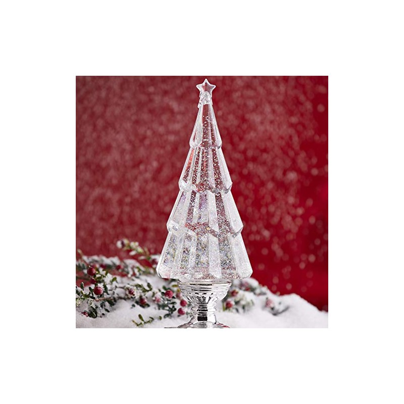RAZ Imports 13.75" Lighted Tree Water Lantern Acrylic Snow Globe