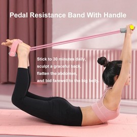 21 Fitness Resistance Bands - 6-Tube Pedal Design for Full-Body Strength Training | Ideal for Home & On-The-Go Workouts (Gray-Pink)