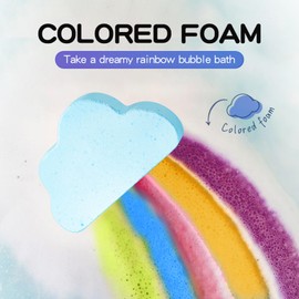 Rainbow Clouds Bath Bombs - 4 x 120 g - Colourful Bath Bombs with Essential Oils for Relaxation & Fun - Nourishing Bath Bombs with Vibrant Colours - Perfect for Men and Women