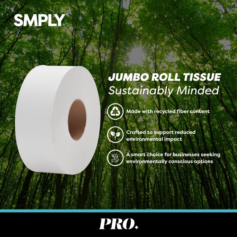 SMPLY PRO Jumbo Roll Tissue – 1,000' Rolls, 12-Roll Case