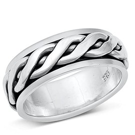 Sterling Silver Mens Celtic Knot Spinner Ring Beautiful 925 Band 8mm Size 11