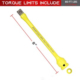 RIMKOLO 1/2" Drive Torque Limiting Extension Bar, 8 Inch Color-Coded Limiter 80ft-lbs CR-MO Stick for Locking Lug Nuts