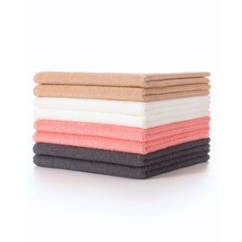 Lumimi Cleaning Cloth 8 Piece Microfiber Ultrafine Very Thick Wiping Drying Well Durable Reusable Multicolored Size 15" x 15" Beige Red White Grey, Pack of 8