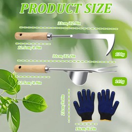 MriiVox Pack of 2 Stainless Steel Weeders, Manual Weeder, Root Weeder with Wooden Handle, Garden Weeder with Handle, Garden Tool Set for Digging, Weeding, Transplanting, Uprooting, Loosening