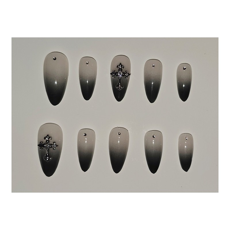 Daily ChicBlack Veil [Handmade Nail Tip] Emily Nail - Short