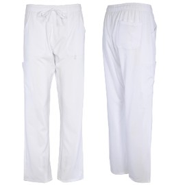 Ideal Work Jogger Scrub Pants for Men & Women- Unisex Workwear, Full Elastic Drawstring Scrubs for Hospital and Clinics, X-Small, White