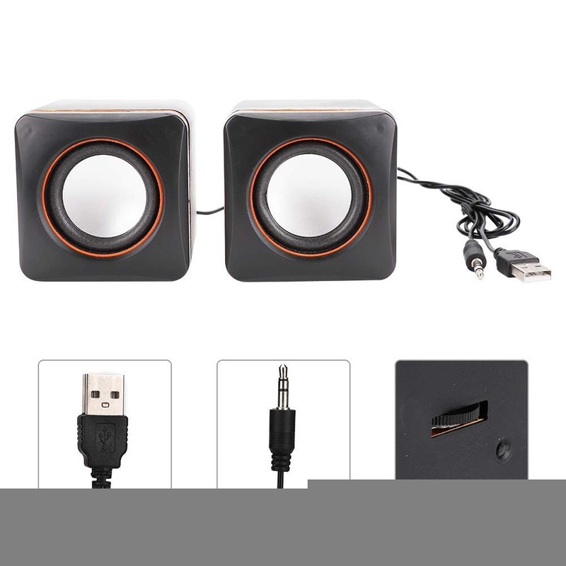 Mini Speaker Desktop Mini Cube USB Stereo 3.5mm Jack Wired