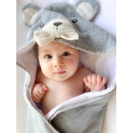 MON AMI Terry Bunny Hooded Baby Towel & Wash Cloth Set for 0-18 Months, Premium Soft Baby Bath Cotton Towel for Infants/Girls/Boys, Toddler Bath Towel