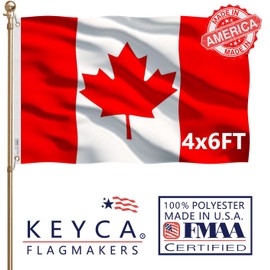 KEYCA Premium Canada Flag 4x6 FT 100% Made in The USA-Heavy Duty Vibrant colors Double Sided Canadian National Flag with 2 Brass Grommets for Home/Company/Indoor Outdoor Decoration
