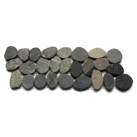 CNK Sliced Bali Ocean Pebble Tile Border - 4" x 12" Mesh-Backed Natural Stone for Bathroom Kitchen Backsplashes Shower Floors & Patios - Durable Weather-Resistant Easy Maintenance - Pack of 1