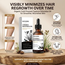 Rotundus Oil, for Hair Removal, Reduce Hair Growth, Soothes & Nourishes the Skin, Suitable for All Skin Types, Organic Cold Pressed