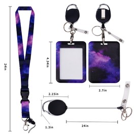 KiiToys ID Badge Lanyards with Retractable Badge Reel and Swivel Belt Clip, Name Tag Breakaway Lanyard Vertical ID Card Protector Case for Women Nurse Nursing Doctor Teacher Student (Nebula)