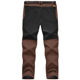 JHMORP Men's Hiking Pants Waterproof Fleece Lining Insulated Winter Work Snow Snowboarding Pants with Zipper Pockets (Coffee,CA XXL)