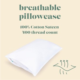 ComfyDown Pillowcase for Toddler & Travel Pillows Breathable, 100% Cotton, 400-Thread Count, Zipper Closure - Made in USA - 13"x18"