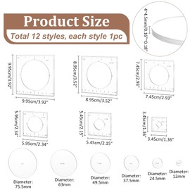PH PandaHall Pack of 6 Router Stencils Circle Inlay Stencils Clear Drawing Scale Rulers Acrylic Router Jig Stencil Decorative Stencils Measuring Tool Set for Woodworking and Crafts