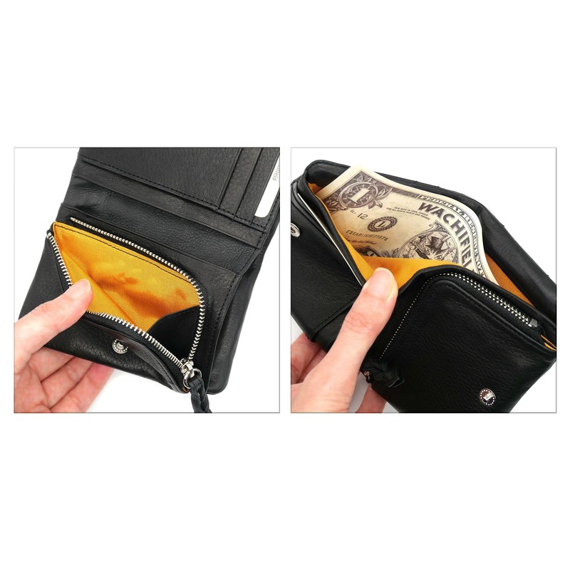 Wachifurudo Dayan Genuine Leather, Super Soft Chip Folding Wallet, Black,
