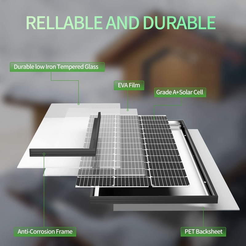 JJN 200 Watt Solar Panels, 10BB Monocrystalline 12V 2PCS 100W