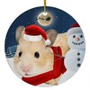 Festive Winter Night Pet and Snowman Ornament - Golden Hamster