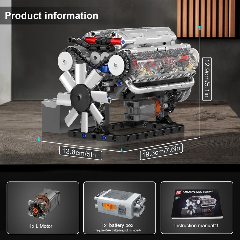 Mould King 10088 Technik V8 Engine Building Blocks Engine Model