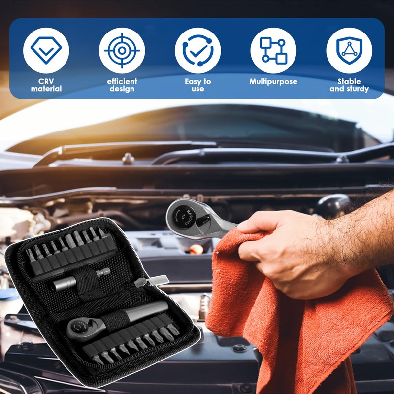 CRNXOMP Mini Ratchet Wrench Set 22 in 1 Multifunctional Right