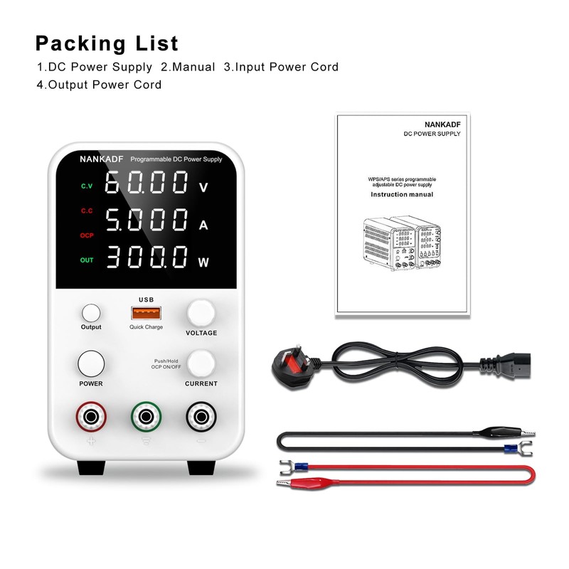NANKADF DC Power Supply Variable, Bench Power Supply with Encoder