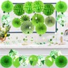 ZERODECO Party Decoration, Green Confetti Balloons, Paper Pompoms, Hanging Fans,