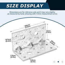 MOZCORN 6Pcs L Brackets for Wood Galvanized, 90 Degree Corner Brace 3.9x2.1x2.1in, Anti-Rust and Reinforcing Right Angle Bracket, 2.8mm Thickness