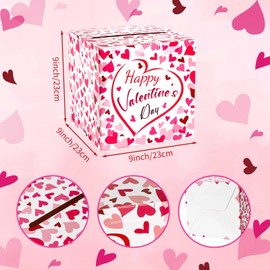Hooqict Valentine Box Cardboard Valentines Day Party Box Happy Valentines Day Decorations Square Gift Box for Valentine's Day Wedding Anniversary Party Supplies Present Packaging