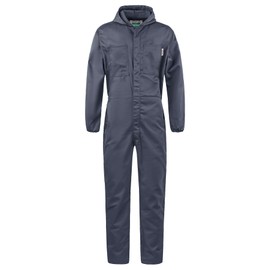 Yukirtiq Men's Long Sleeve Zip-Front Coverall Lightweight Work Coveralls Mechanic Overall Jumpsuit with Hood, Bluish Grey, S