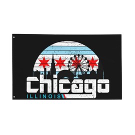 zyatbwi Chicago Skyline Flag 3x5 Ft Flag Home Outdoor Indoor Garden Home Decoration Banner