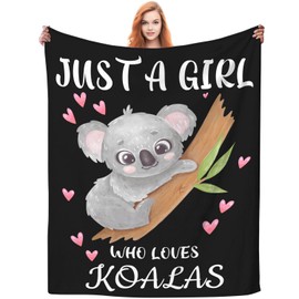Koala Blanket Super Soft Flannel Throw Blanket Just a Girl Who Loves Koalas Blankets for Kids Adults Women Gifts 50"X 40"