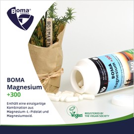 Boma Lecithin Magnesium 300+ Complex Pure Elementary Magnesium Made from Magnesium Pidolate and Magnesium Oxide | 180 Capsules Vegan
