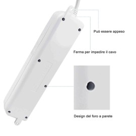 Extrastar Power Strip with 4 Universal Sockets ITA 10/16 A and Schuko, Illuminated Switch, 1.5 m Cable with Italian Plug 16 A, White, Double Pole