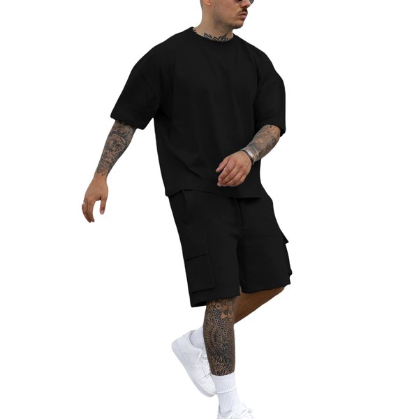 Fastkoala Men's Tracksuit Outfit Set Two Piece Round Neck Suits